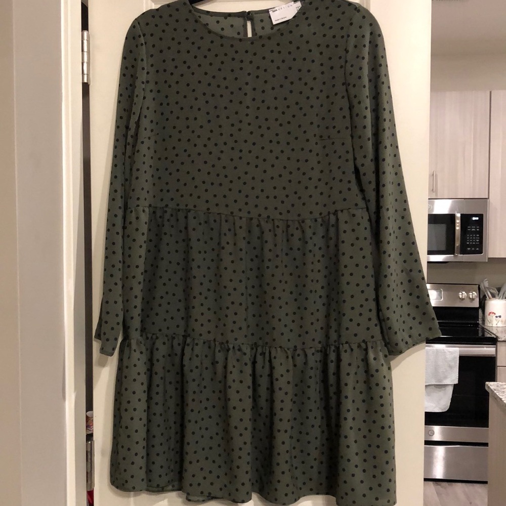 ASOS green polkadot tiered dress